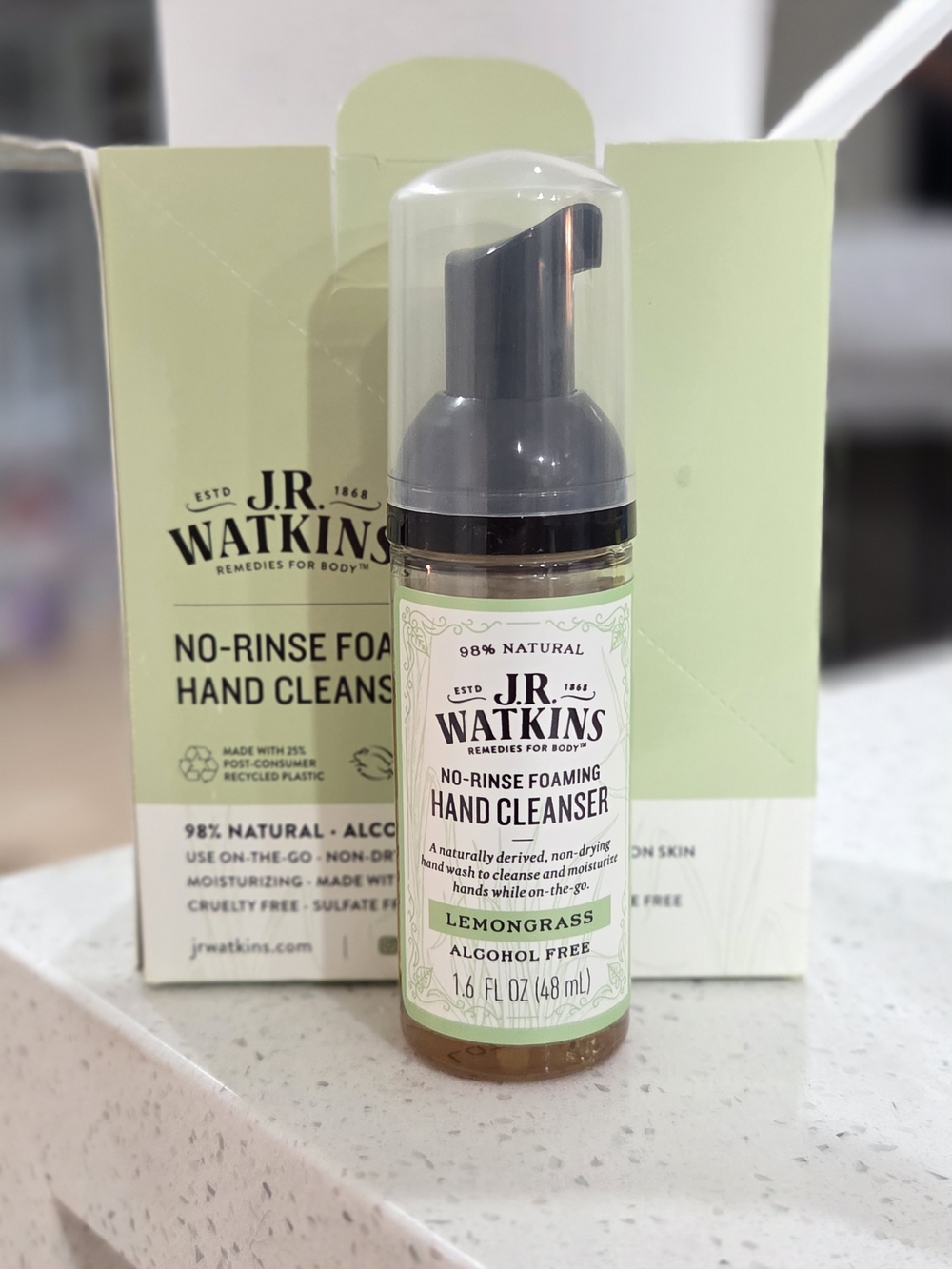 J. R. Watkins No-Rinse Foaming Hand Cleanser - Lemongrass (Green) X6pk
